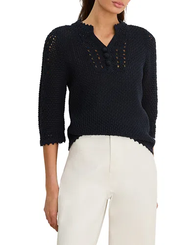 Nic + Zoe Nic+zoe Crochet Mesh Sweater In Black
