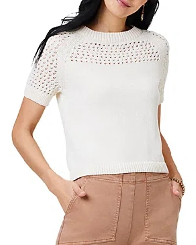 Nic + Zoe Nic+zoe Placed Crochet Sweater T-shirt In Classic Cream