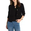 Nic + Zoe Nic+zoe Crop Knit Bomber Jacket In Black Onyx