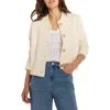 Nic + Zoe Nic+zoe Crop Knit Bomber Jacket In Classic Cream