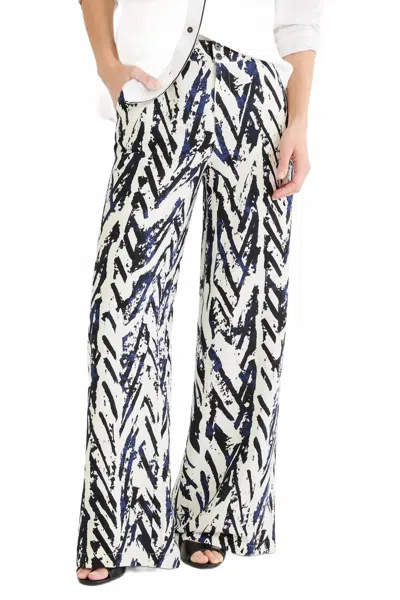 Nic + Zoe Crosshatch Linen Wide Leg Pant In Indigo Multi In Blue