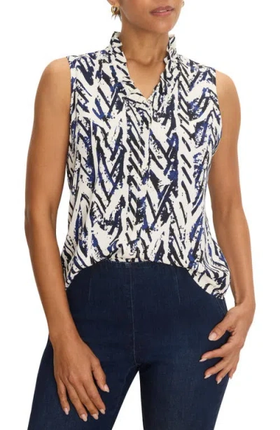 Nic + Zoe Nic+zoe Crosshatch Ruffle Around Sleeveless Top In Multi