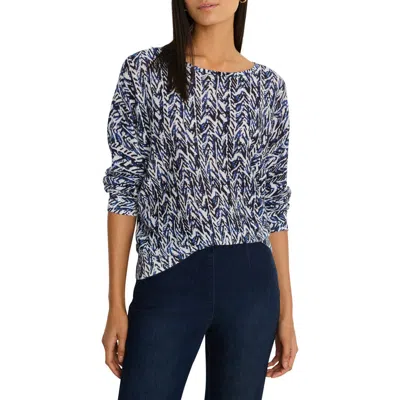 Nic + Zoe Indigo Crosshatch Sweater In Multi