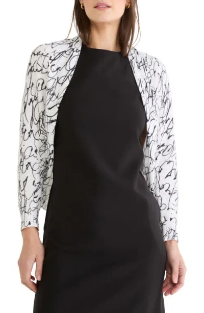 Nic + Zoe Nic+zoe Cursive Cotton Blend Shrug Cardigan In Black