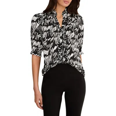 Nic + Zoe Nic+zoe Cursive Print Chiffon Top In Multi