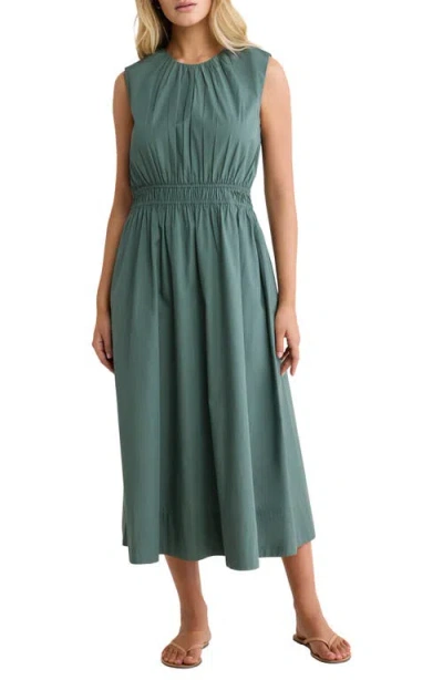 Nic + Zoe Nic+zoe Dakota Sleeveless Poplin Maxi Dress In Green
