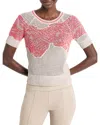 Nic + Zoe Dancing Mesh Elbow Sleeve Sweater In Neutral Multi