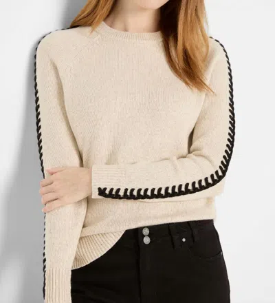 Nic + Zoe Dashing Down Metallic Sweater In Pale Sisal In Neutral