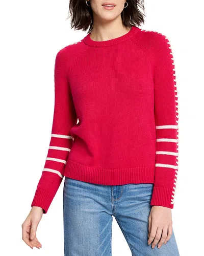 Nic + Zoe Nic+zoe Dashing Down Whipstitch High/low Sweater In Amaryllis
