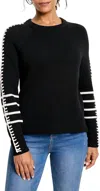 Nic + Zoe Nic+zoe Dashing Down Whipstitch High/low Sweater In Black