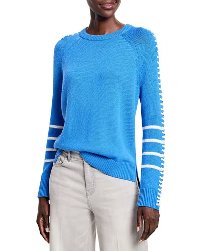 Nic + Zoe Nic+zoe Dashing Down Whipstitch High/low Sweater In Sapphire