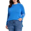 Nic + Zoe Nic+zoe Dashing Down Whipstitch High/low Sweater In Sapphire