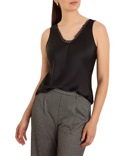 Nic + Zoe Nic+zoe Day Gloss Lace Trim Tank In Black