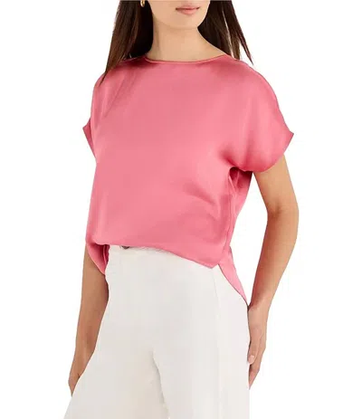 Nic + Zoe Day Gloss Scoop Neck Cap Sleeve Tee In Raspberry In Pink