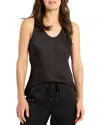 Nic + Zoe Nic+zoe Day Gloss Woven Scoop Tank In Black Onyx