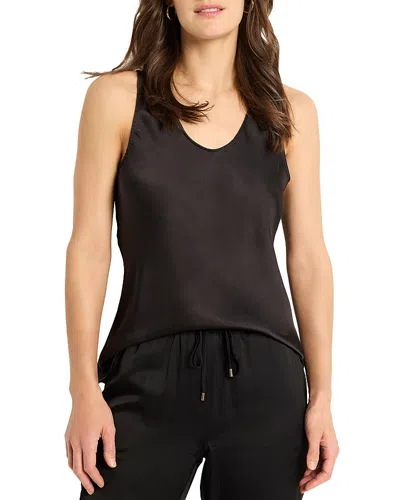 Nic + Zoe Nic+zoe Day Gloss Woven Scoop Tank In Black Onyx