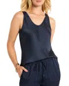 Nic + Zoe Nic+zoe Day Gloss Woven Scoop Tank In Dark Indigo
