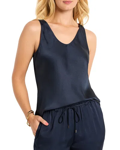 Nic + Zoe Nic+zoe Day Gloss Woven Scoop Tank In Dark Indigo
