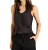 Nic + Zoe Day Gloss Woven Scoop Tank In Black Onyx In Black