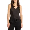 Nic + Zoe Day Gloss Woven Scoop Tank In Black Onyx In Black Onyx