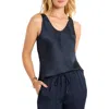 Nic + Zoe Nic+zoe Day Gloss Woven Scoop Tank In Dark Indigo