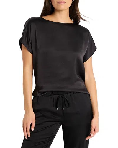 Nic + Zoe Nic+zoe Day Gloss Woven Tee In Black Onyx
