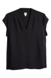 Nic + Zoe Nic+zoe Day To Night Cap Sleeve Top In Black Onyx