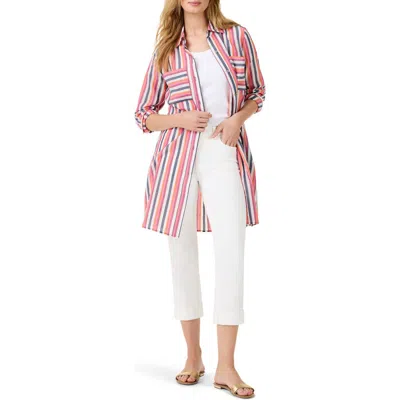 Nic + Zoe Nic+zoe Daybreak Stripe Button-up Tunic In Pink Multi