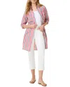 Nic + Zoe Nic+zoe Daybreak Stripe Button-up Tunic In Pink