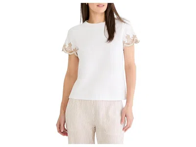 Nic + Zoe Deco Sleeve Cotton Slub T-shirts In White