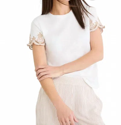 Nic + Zoe Deco Sleeve Slub Cotton Tee In Paper White