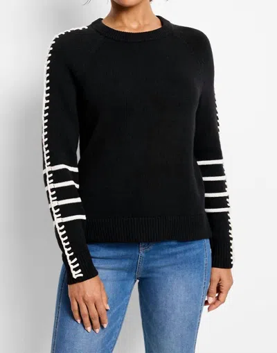 Nic + Zoe Della Dashing Down Sweater In Black Onyx White