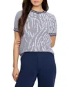 Nic + Zoe Nic+zoe Demi Jacquard Short Sleeve Sweater In Cream Multi