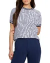 Nic + Zoe Nic+zoe Demi Jacquard Short Sleeve Sweater In Blue