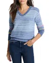 Nic + Zoe Nic+zoe Denim Days V-neck Sweater In Blue Multi