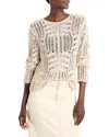 Nic + Zoe Nic+zoe Open Stitch Sweater In Neutral Multi