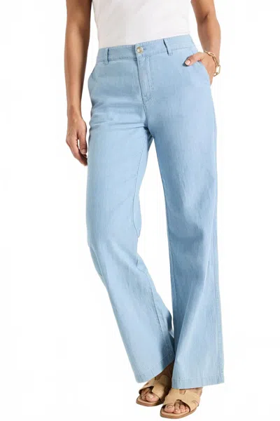 Nic + Zoe Denim Linen Wide Leg Pant In Mid Wash In Multi