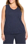 Nic + Zoe Nic+zoe Destination Stripe Sweater Tank In Blue