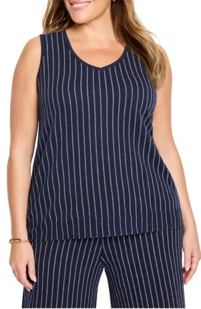 Nic + Zoe Nic+zoe Destination Stripe Sweater Tank In Blue