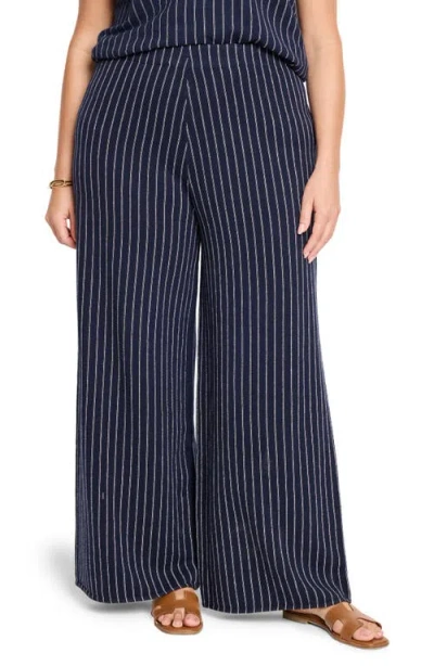 Nic + Zoe Nic+zoe Destination Stripe Wide Leg Knit Pants In Blue