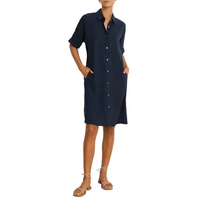 Nic + Zoe Nic+zoe Devon Button-up Dress In Blue