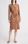 Nic + Zoe Nic+zoe Devon Circle Print Long Sleeve Belted Dress In Multi