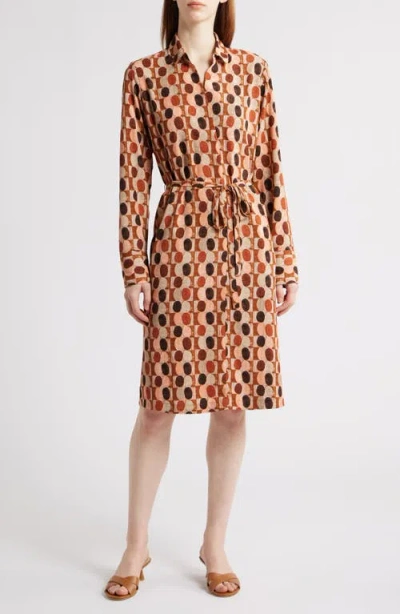 Nic + Zoe Nic+zoe Devon Circle Print Long Sleeve Belted Dress In Multi
