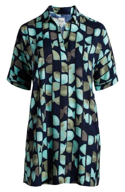 Nic + Zoe Nic+zoe Devon Circle Sequence Shirtdress In Aqua Multi