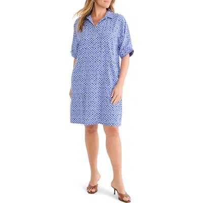 Nic + Zoe Nic+zoe Devon Mosaic Print Shift Dress In Blue