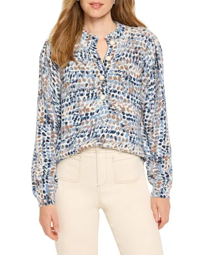 Nic + Zoe Dew Drops Button Henley Sweater In Blue