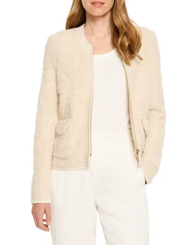 Nic + Zoe Diamond Detail Sherpa Wool-blend Jacket In Brown