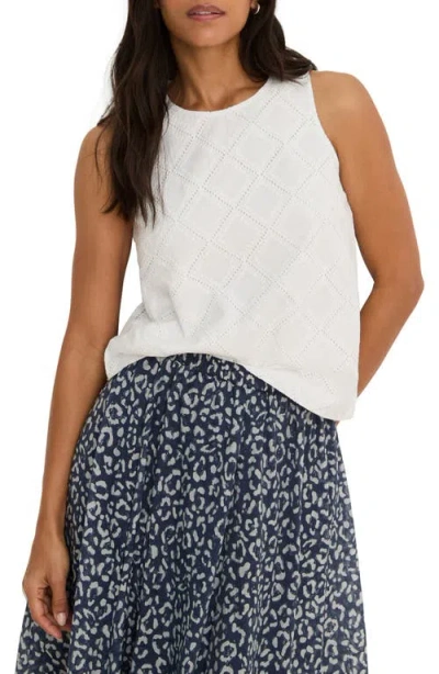 Nic + Zoe Nic+zoe Diamond Eyelet Cotton Top In White
