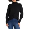 Nic + Zoe Nic+zoe Diamond Stitch Funnel Neck Sweater In Black