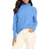 Nic + Zoe Nic+zoe Diamond Stitch Funnel Neck Sweater In Blue